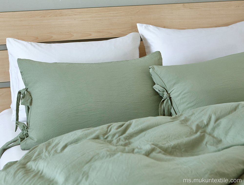 Green Washed Cotton Duvet Cover Set Set Bedding