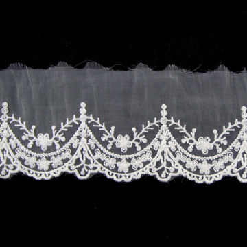 White Embroidery Trim for Bridal, Available in Various Colors, Fashionable Design