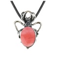 Cherry Quartz 13X18mm Cabs Antique Silver Alloy Spider Pendant Keychain