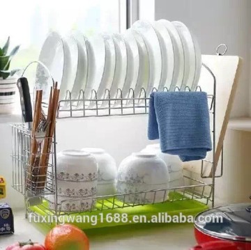 Kitchen Countertop Dish Rack Holder 2 Tier Stainless Steel & Drying Towel