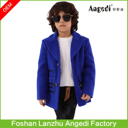 Kids Royal Blue Woolen Coat Fashion Tweed Jacket Boys Jacket Woolen Overcoat