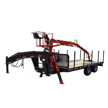 Timber Trailer with Crane and Grapple Boom for Forestry Applications