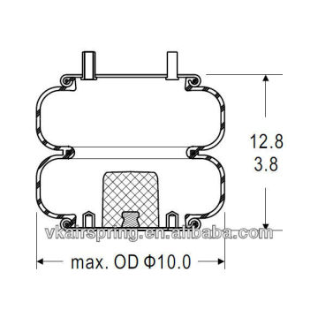 Double convoluted air spring/Air suspension 2B9-254/Car part For RIDEWELL