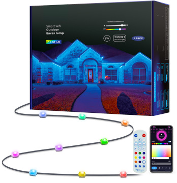 2023 नई IP67 RGB+W हैलोवीन क्रिसमस लाइट्स ग्रैफ़िटी वाईफाई और इन्फ्रारेड कंट्रोल आउटडोर स्ट्रिंग लाइट्स