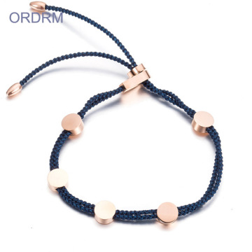 Braccialetto in nylon blu regolabile personalizzato da donna