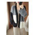 Korean version V-neck matching color lacing coat