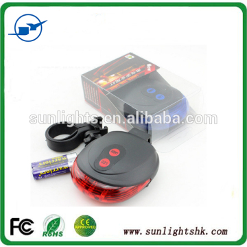 5 LED + 2 Laser Beam Rear Tail Bike Bicycle Light 9 Modes