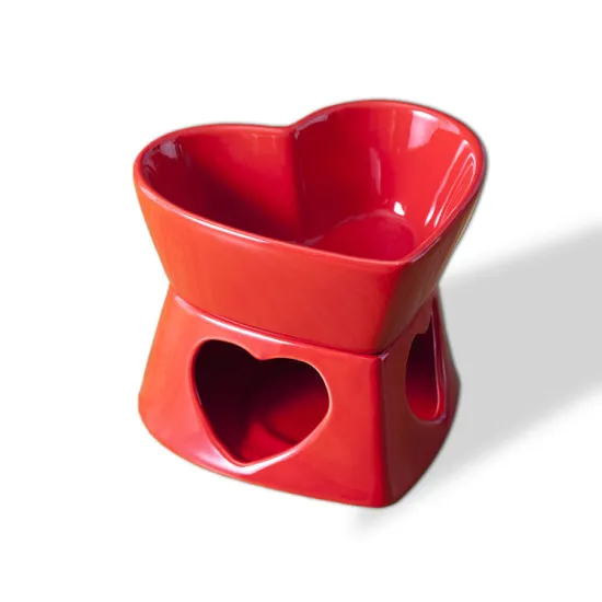 High Quality Heart Shape Ceramic Snack Cheese Fondue Pot