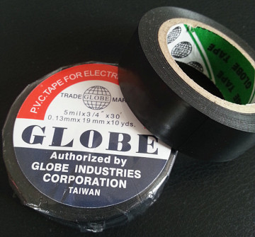 black film globe PVC electical tape (0.13mm*19mm*10yds)