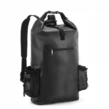 Mochila impermeable con tapa enrollable compacta negra para viajes
