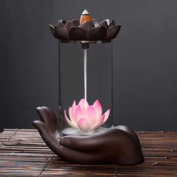 Buddha Lotus Zen Backflow Incense Burner with Acrylic Ornaments