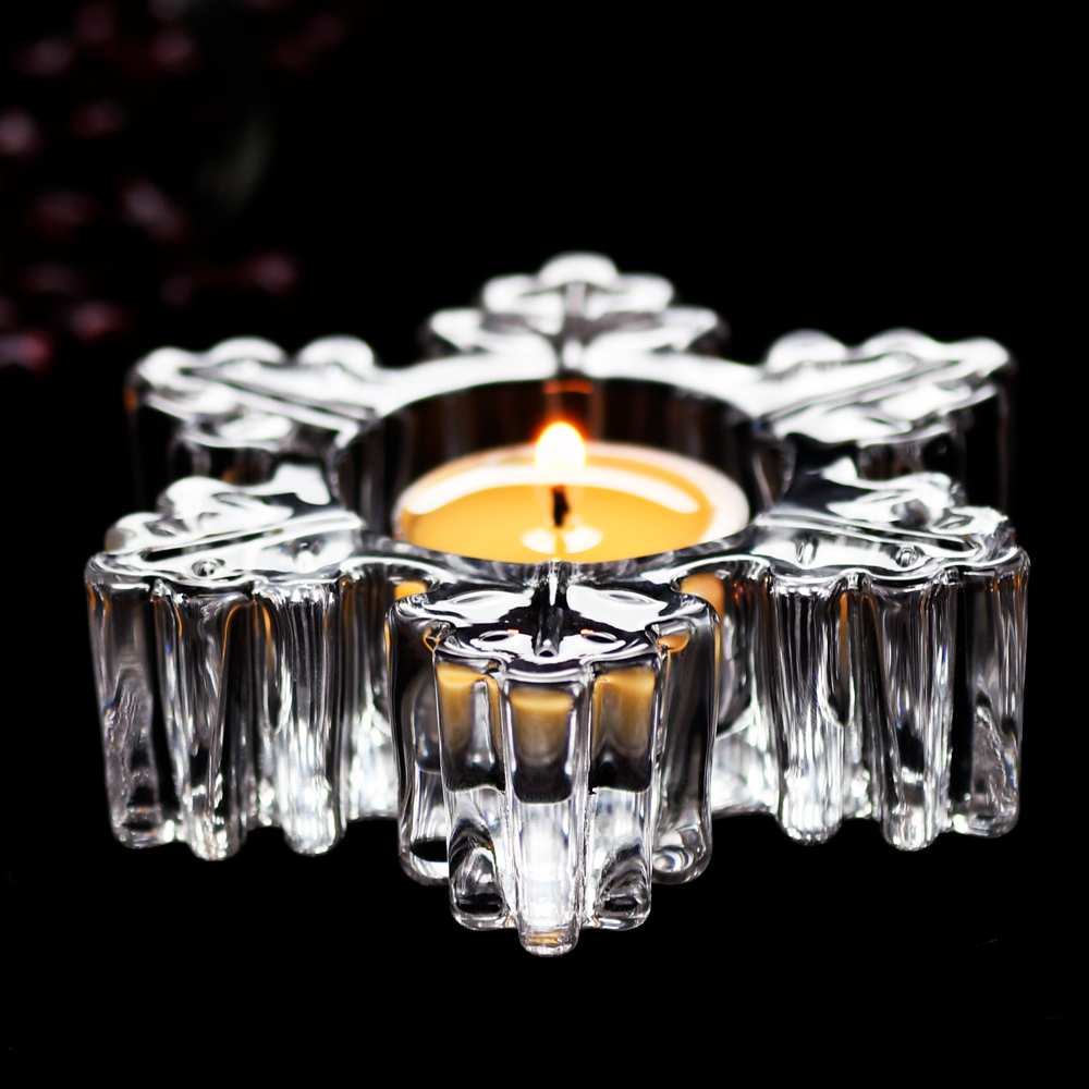 Candelero decorativo de cristal de copo de nieve único personalizado