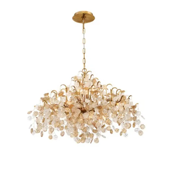JC Lighting Custom American Style Colored Glass Yellow Flower Chandelier for Living Room