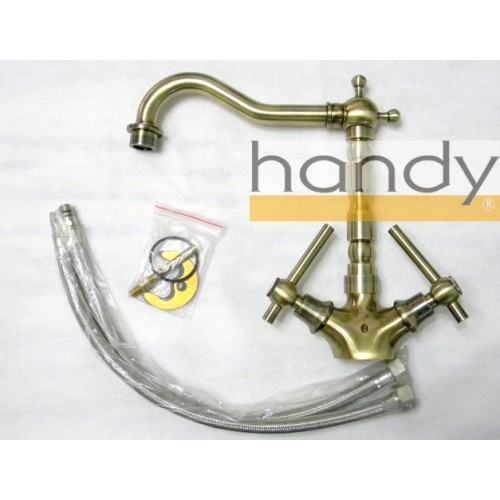 Two Handles Antique Brass Kitchen Faucet