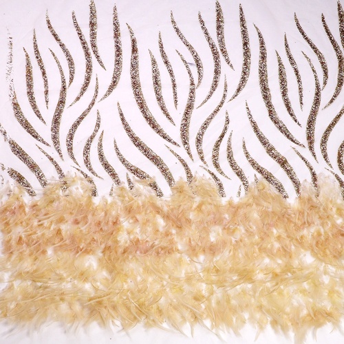 Lichtgele Feather Lace Tulle Lace Fabric