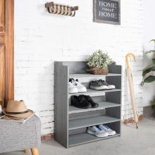 5-Tier Dark Gray Wood Entryway Shoe Storage Rack