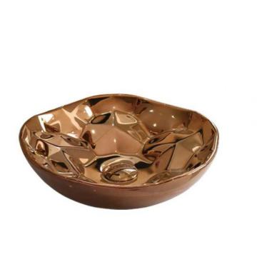 Cuarto de baño Lavabo de mano de cerámica de color dorado de lujo