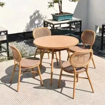 Durable Garden Outdoor Stackable Dining Chair - French Bistro Style Aluminum PE Rattan