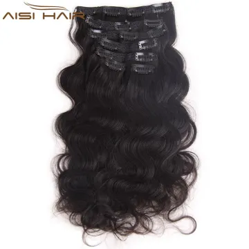 Aisi Hair Long Body Wave 16 Clips In Human Hair Extension ,  Brazilian Hair Pieces