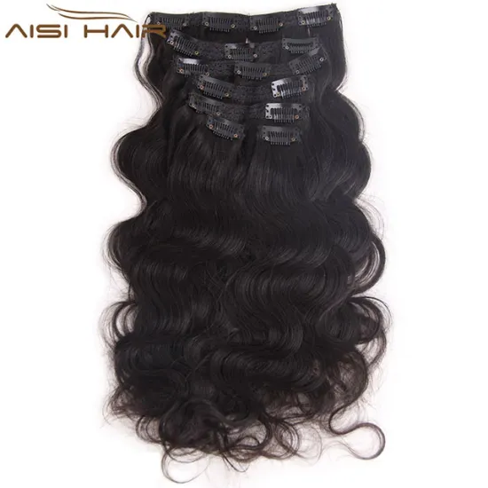 Aisi Hair Long Body Wave 16 Clips In Human Hair Extension ,  Brazilian Hair Pieces