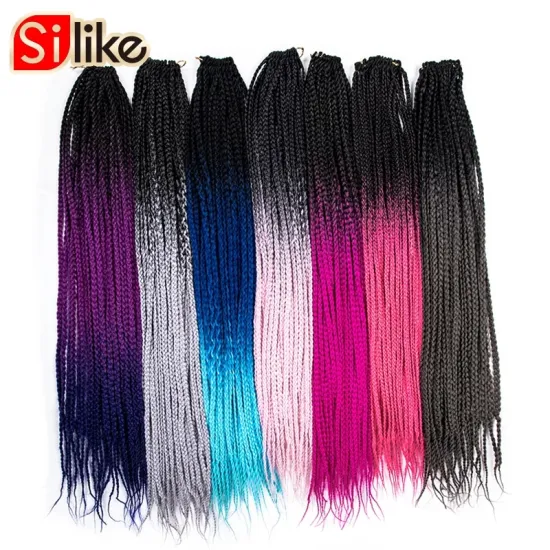 Silike 24 inch Crochet Ombre Box Braids 100g/pc Synthetic Crochet Hair Extensions 24 Stands Heat Resistant Fiber  Box Braids