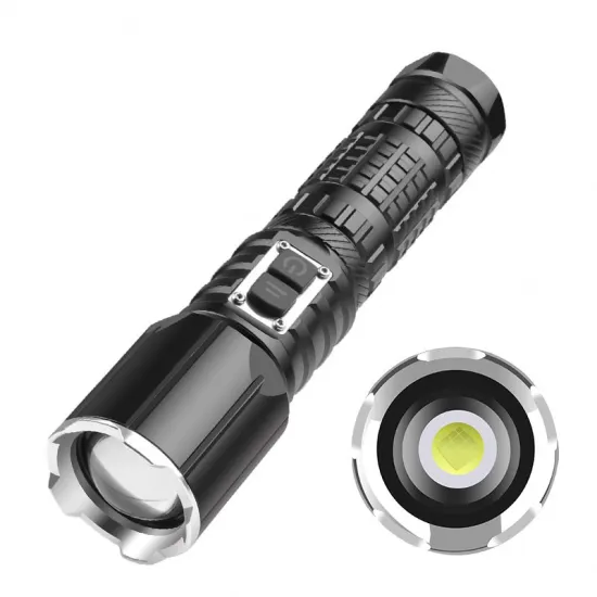 Portable Rechargeable XHP70 LED Flashlight: High Lumens Outdoor Camping & Hiking Torch with Double Switch