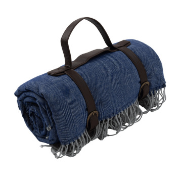 Large Waterproof Wool Picnic Beach Throw Blanket with PU Handle for Outdoor Activities