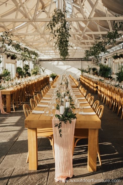Portable Folding legs Free sample hot sale Long wooden board dining outdoor wedding banquet folding table