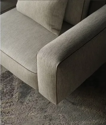 Mid-Century Modern Sofa in Neutral Grey Fabric