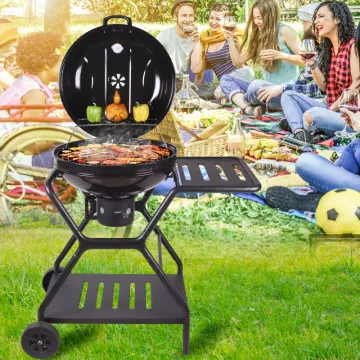 F27 Charcoal grill Trolley Wheels Durable bbq Grill Table Easily Cleaned Camping Barbecue Kettle Grills