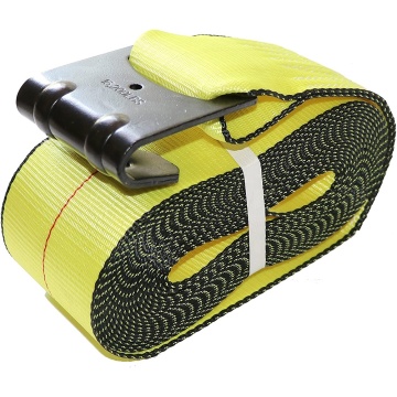 ENHANCED SAFETY Cargo Winch Strap with Flat Hook