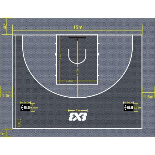 FIBA 3x3モジュラーバスケットボールフロアタイル