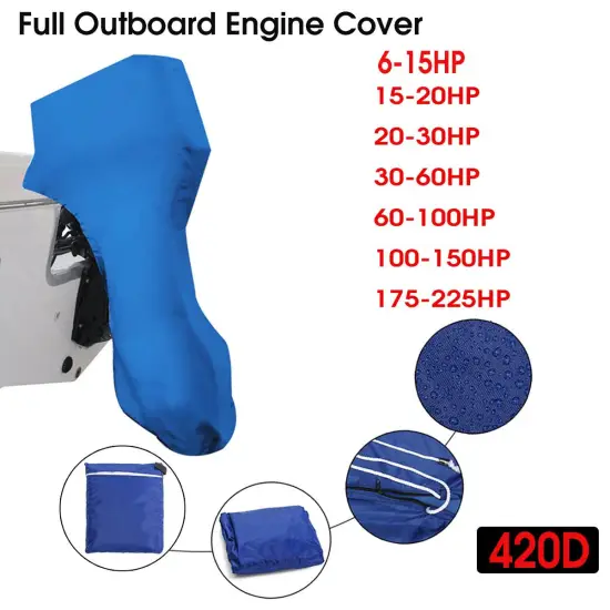 420D 6-225HP Boat Full Outboard Engine Cover Protection Blue For 6-225HP Motor Waterproof Sunshade Dust-proof