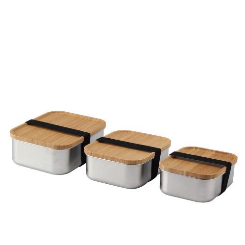 Stainless Steel Lunch Box with Bamboo Lid