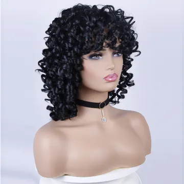 Wholesale Short Afro Curly Kinky Wig Synthetic Hair Wigs for Black Women Deep Black Short Curly Wigs