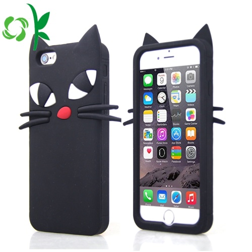 Caixa de telefone móvel de silicone macio gato bonito dos desenhos animados