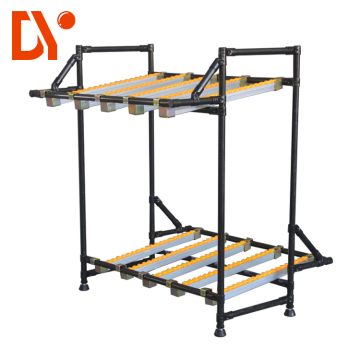 DY121 Flow Plastic Wheels, Aluminium Roller Track, FIFO Lean Pipe Rack Storage System for Lean Production Line