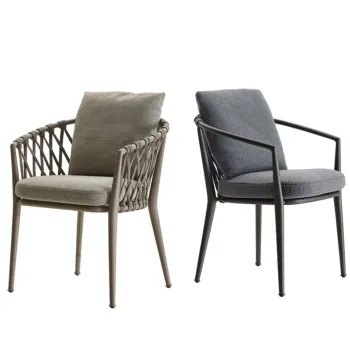 Aluminium Outdoor Dining Chair with Stackable Garden Furniture Rope