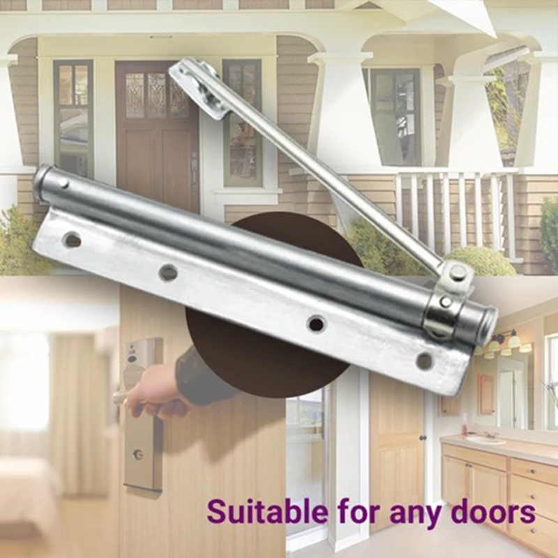 Adjustable Door Closer Stainless Steel Automatic Spring Latch Hinge Surface Mounted Home Office Rated Door Furniture Hardware