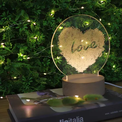 Custom Creative USB Cable 3D Love Heart Night Light - Wedding Gift