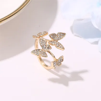 High Quality Diamond Charm Ring for Women - Elegant Bling Butterfly Ring