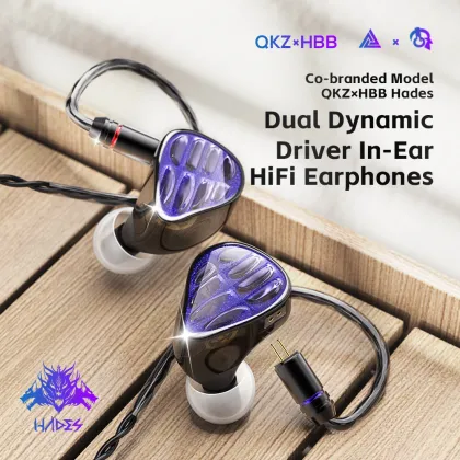 QKZ HBB Co-branded Hades HiFi Earphones with Glitter Panel and High-Definition Microphone