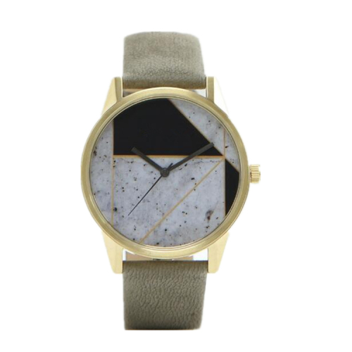 Unisex Fashion Watch Marmer Gezicht Leer Horloge