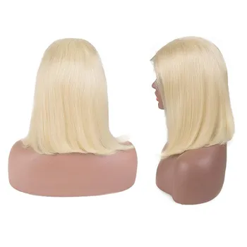 Brazilian Real Human Hair Virgin Wig Blonde Curly Wave Colored Wigs Human Hair Lace Front For Women 1B Color 180% Density