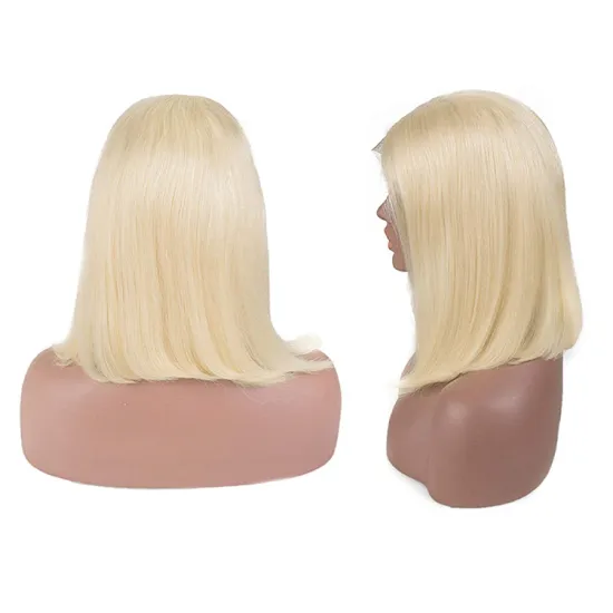 Brazilian Real Human Hair Virgin Wig Blonde Curly Wave Colored Wigs Human Hair Lace Front For Women 1B Color 180% Density