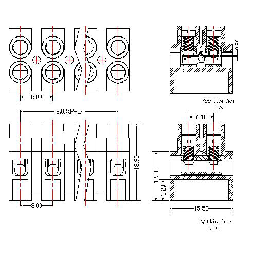 AT800H-8.0XXXX-A Feed Through Terminal Block Pitch8.0 mm 