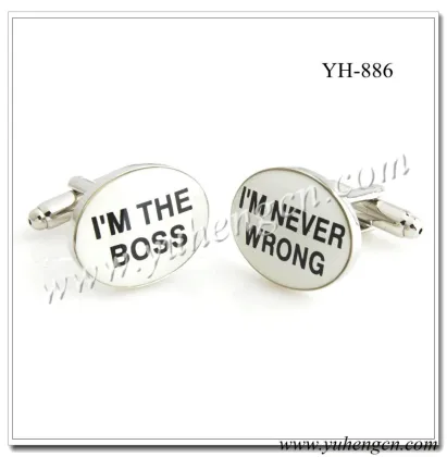 YH-886 I'M THE BOSS I'M NEVER WRONG Fashion Cufflinks,Clothing Accessories