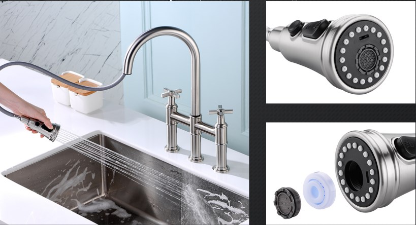 bridge kitchen pull out faucet