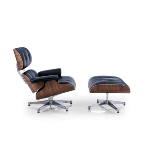 Classic Leather Replica Eames Lounge Chair and Ottoman