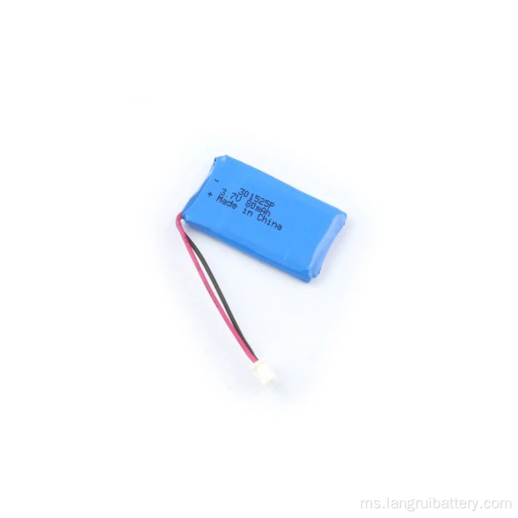 Bateri polimer lithium boleh dicas semula 3.7V 80mAh